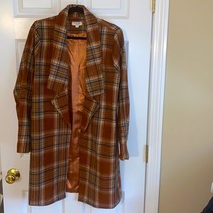 Large Chestnut Brown Plaid Coat from Red Dress